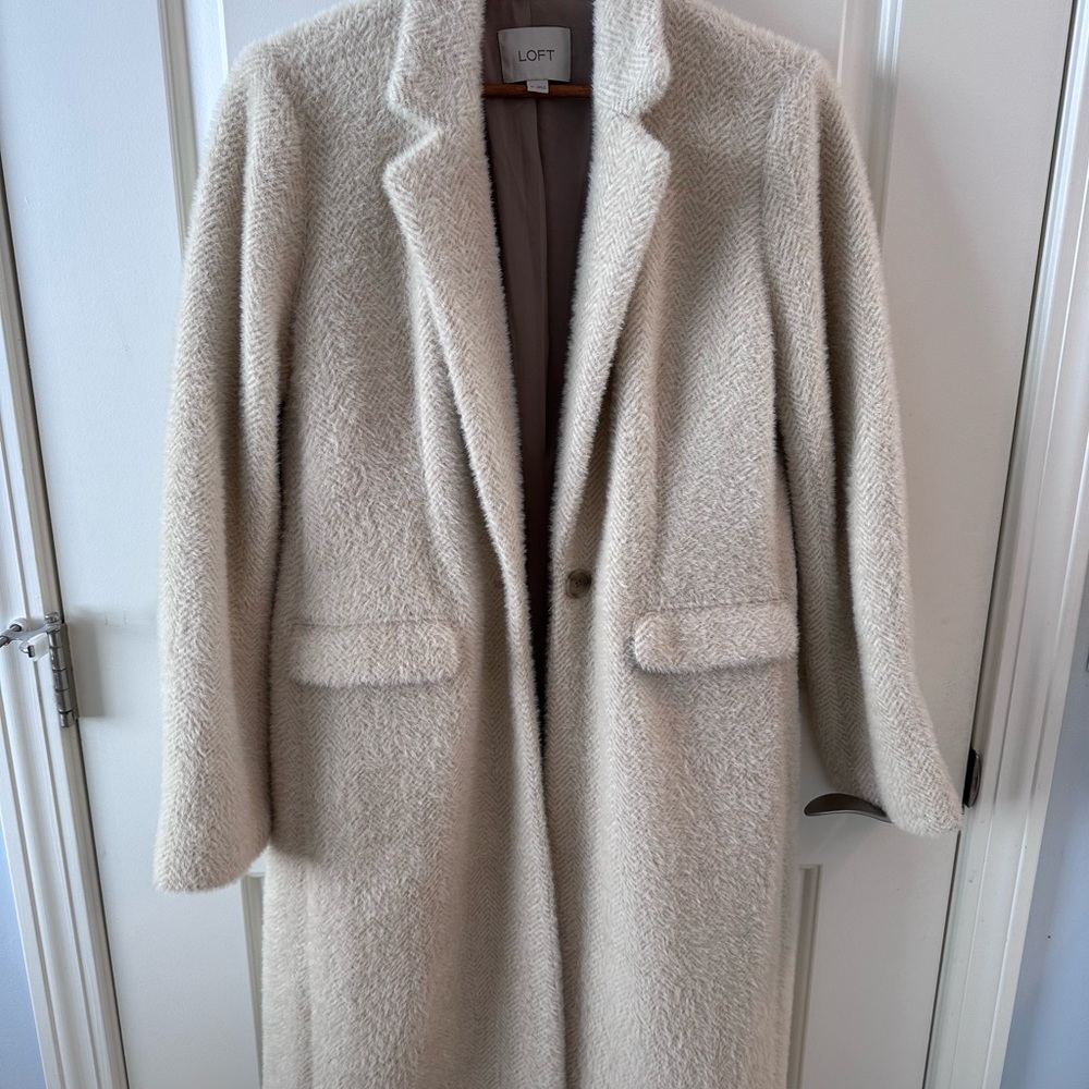 LOFT Textured Cream Overcoat